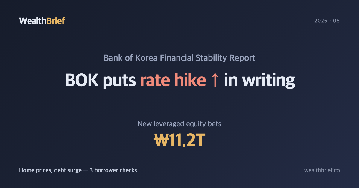The Bank of Korea Just Put 'Rate Hike' in Writing — ₩11.2T in Leveraged Bets, Rising Home Prices, and Three Things Borrowers Should Check Now
