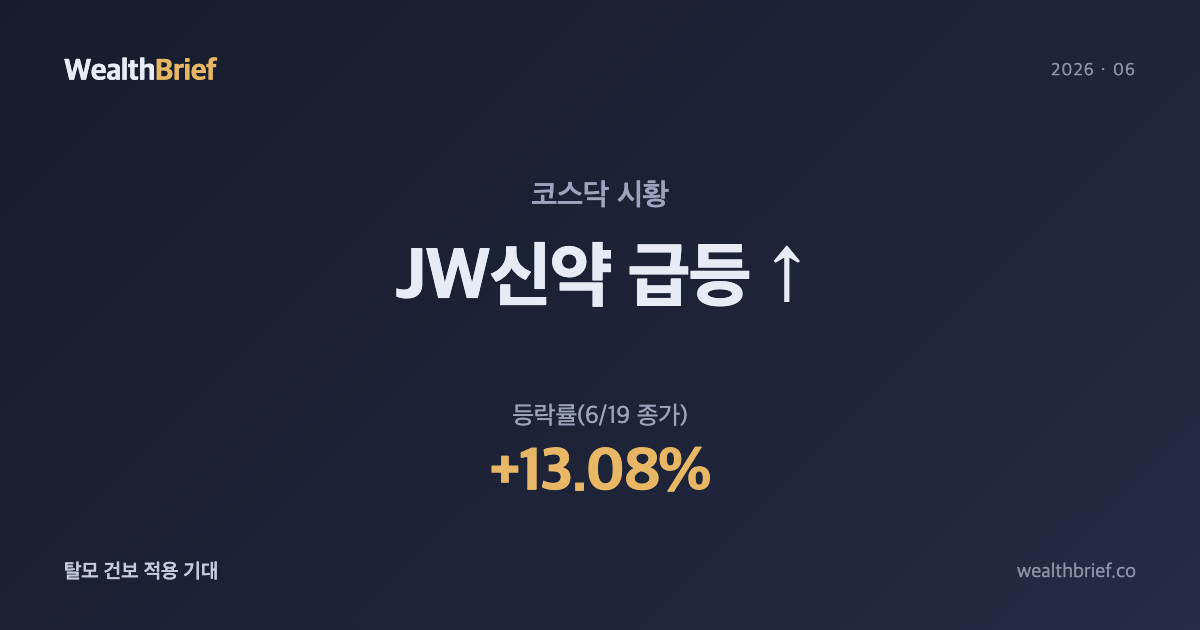 JW신약 왜 급등했나 — 탈모 건보 적용 기대에 거래량 1위