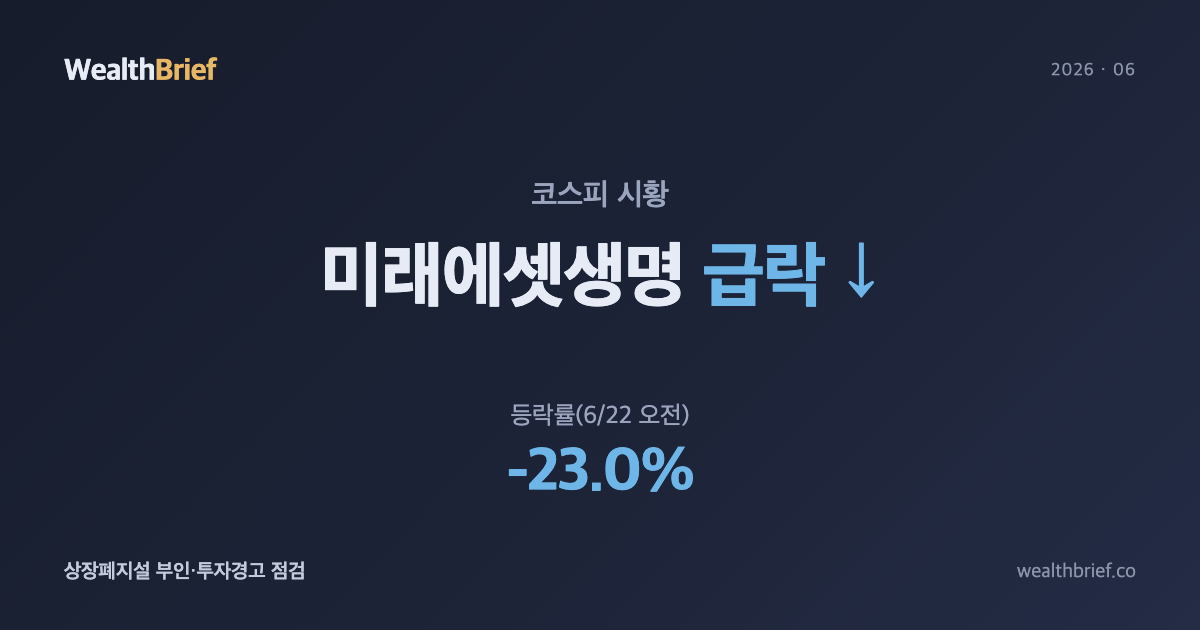미래에셋생명 왜 급락했나 — 상장폐지설 부인·투자경고가 부른 반락