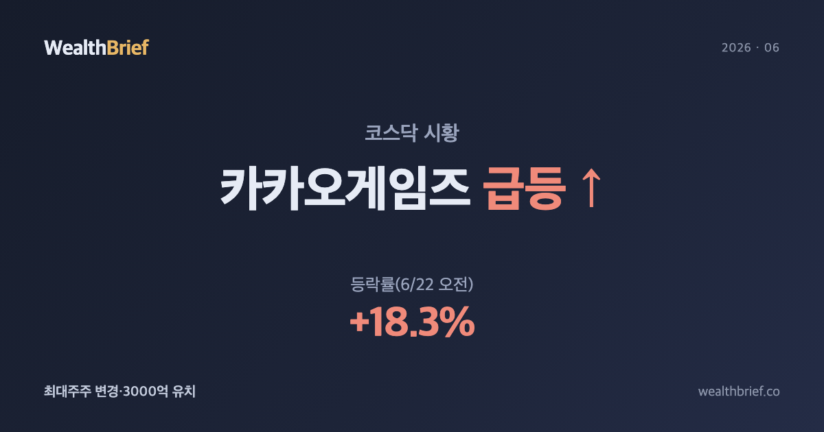 카카오게임즈 왜 급등했나 — 최대주주 라인야후 변경·3000억 유치