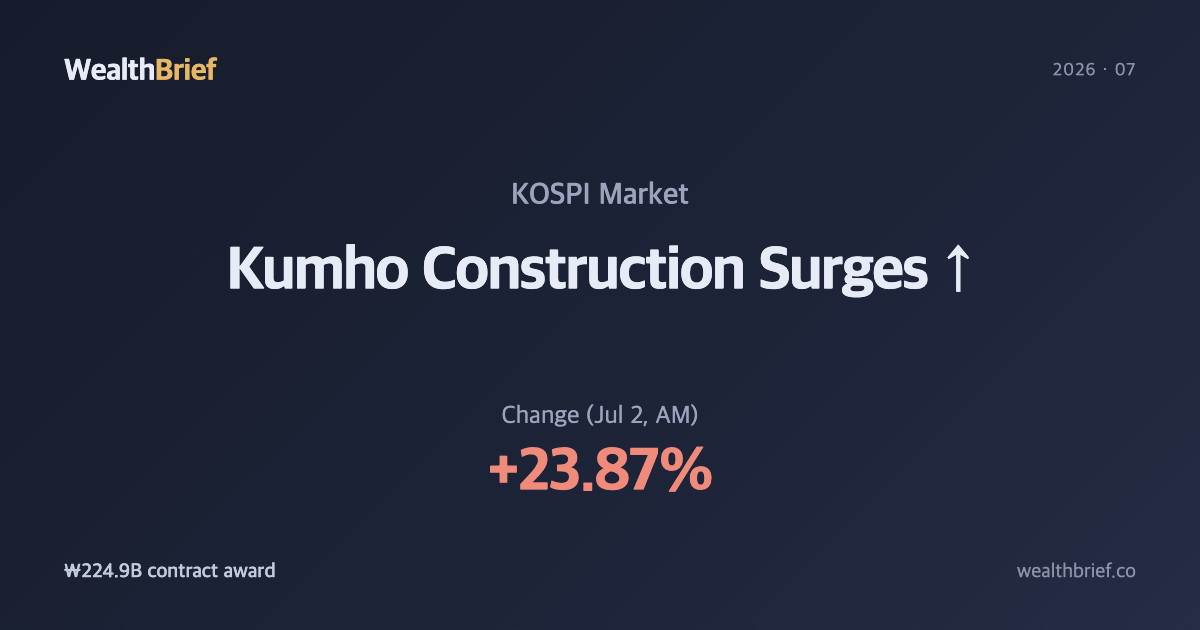 Why Kumho Construction Surged — ₩224.9B Gwacheon Sewage Modernization Contract