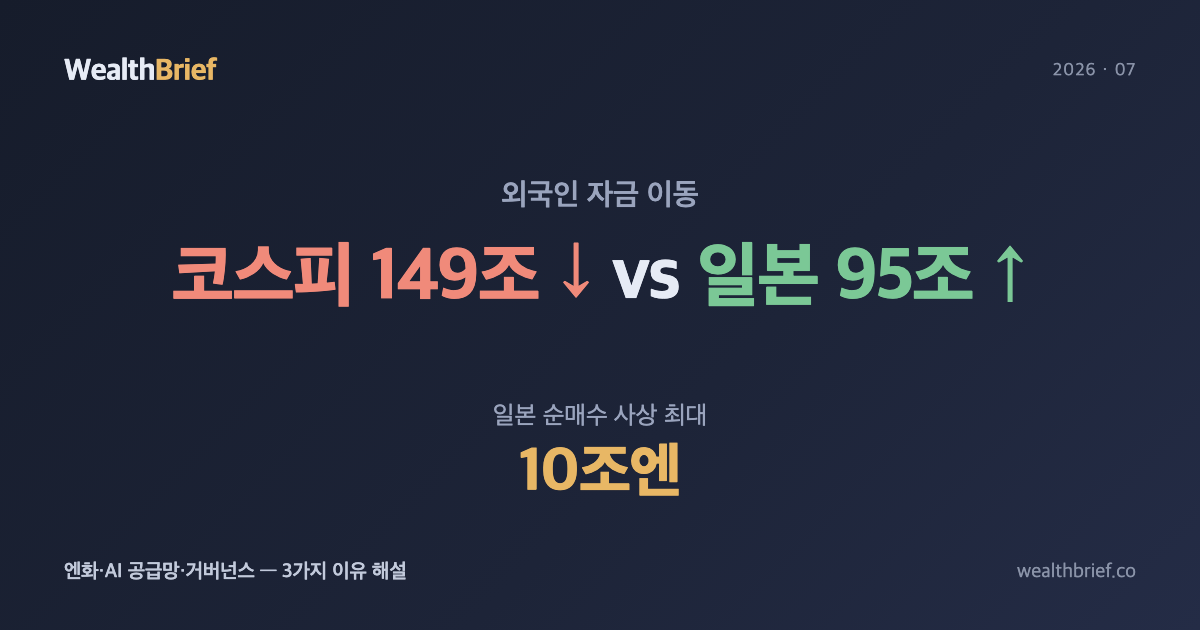코스피 149조 팔고 일본 95조 샀다 — 외국인 자금 이동의 3가지 이유