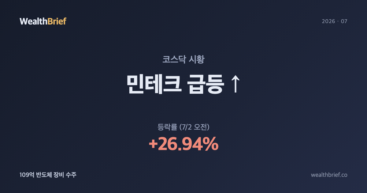 민테크 왜 급등했나 — 109억 반도체 모듈 검사장비 수주 공시